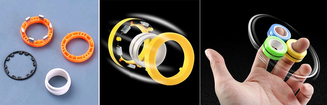 Set igračaka Fidget sa magnetnim rotirajućim prstenovima protiv stresa