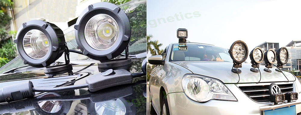 Магнити с гумено покритие, държащи LED светлини на офроуд камиони или автомобили